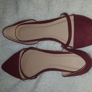 burgundy flats